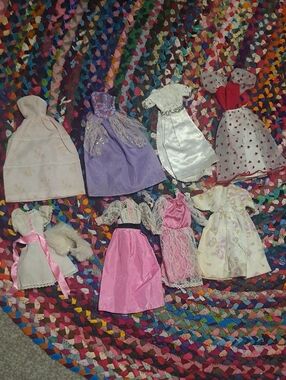 Assorted Barbie Doll Dresses - Pink, Purple, White Floral Sets